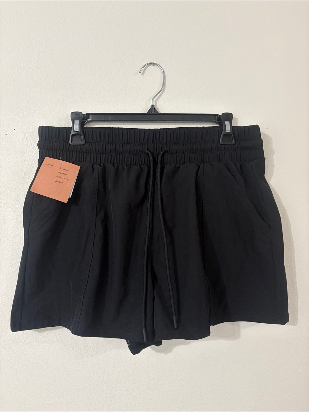 NWT Shade & Shore Black High Rise Quick Dry Active Swim Shorts Size M